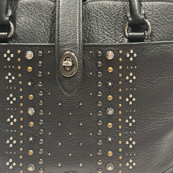 Coach Mercer 30 Bandana Rivets
Satchel Purse Black Grain Leather - Picture 12 of 16